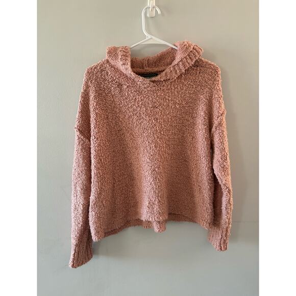 American Eagle Sweater Women's Small Pink Hoodie Fuzzy Cozy Chunky Knit - Picture 1 of 8